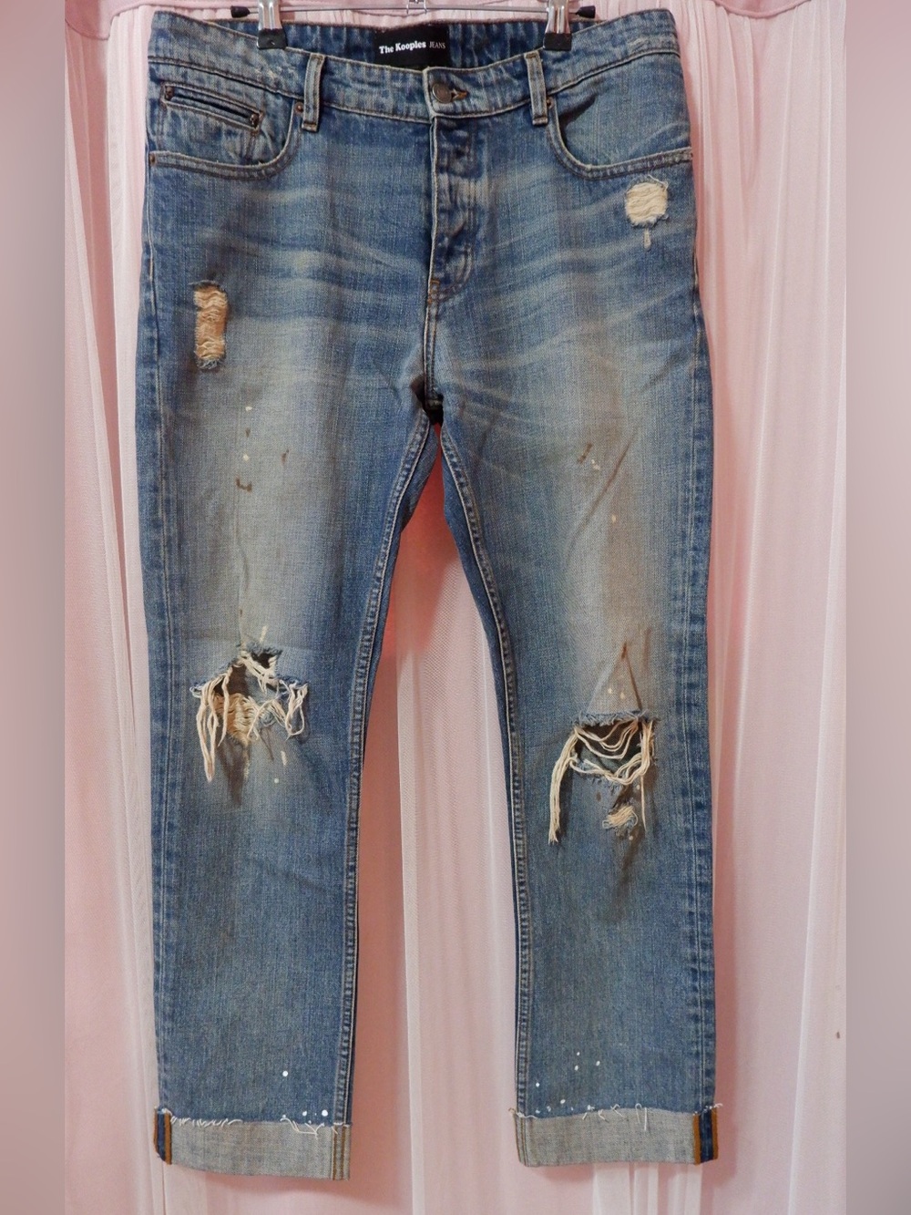 The Kooples Blue Denim Button-Fly Jeans